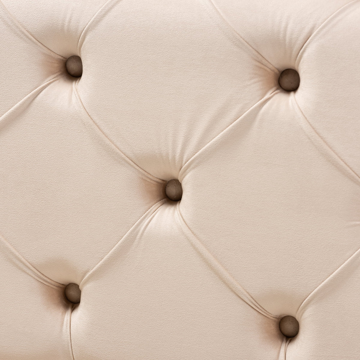 Beige Velvet Button Tufted Bench Ottoman Y2496