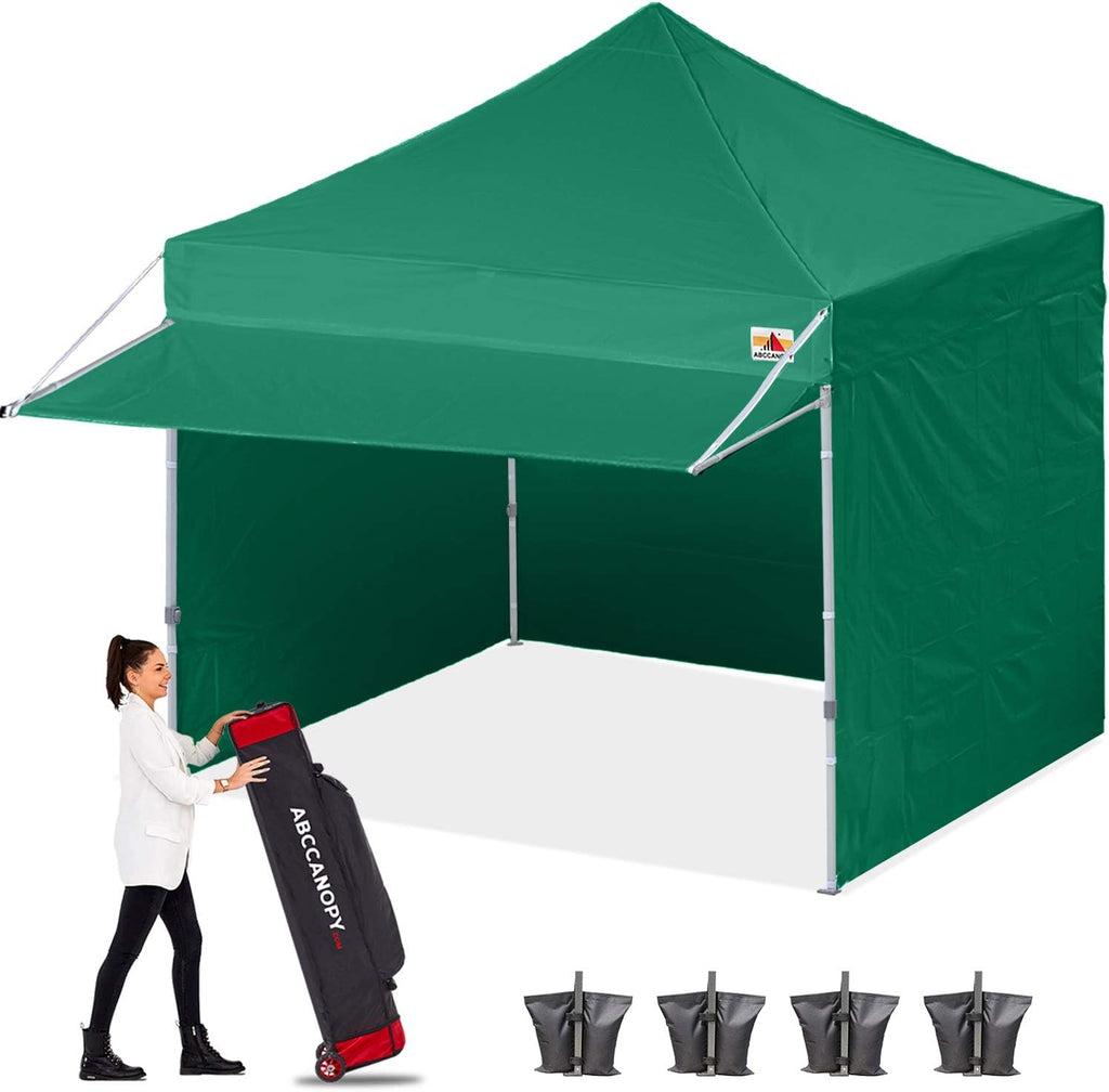 White 10x10 Pop up Canopy Tent with Awning and Sidewalls K239553