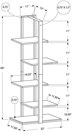 White 5 Shelf Metal Bookcase C7992
