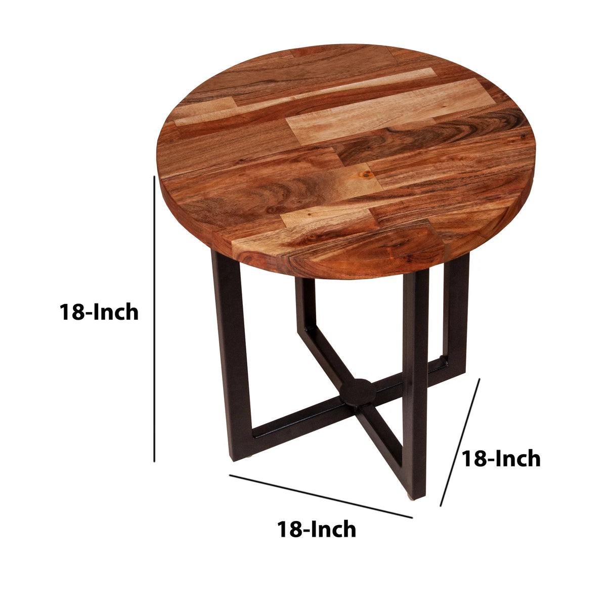 18 Inch Round Acacia Wood Side Table K488
