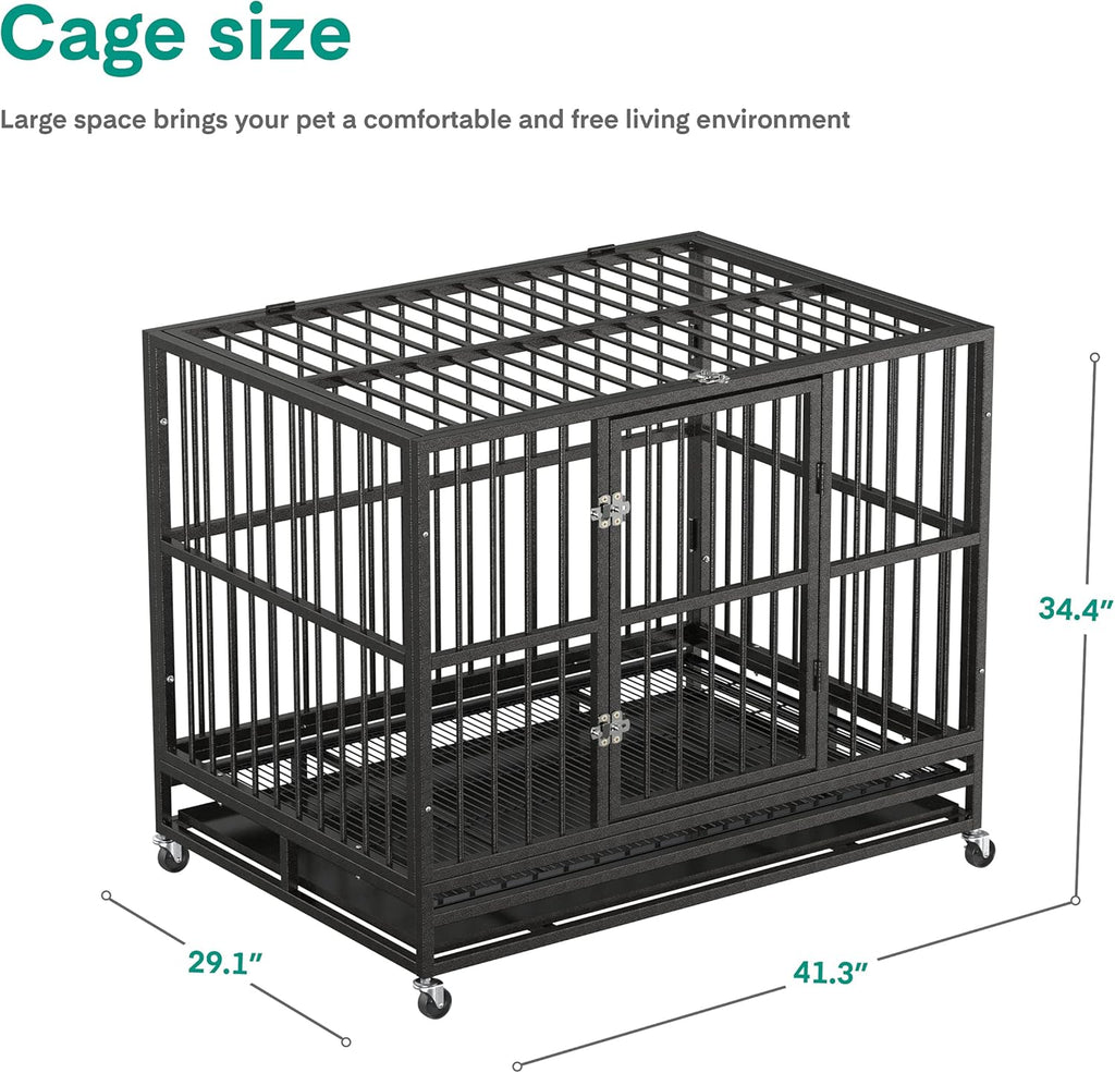 36 Heavy Duty Metal Dog Kennel and Crate, Double Door, Black M3435