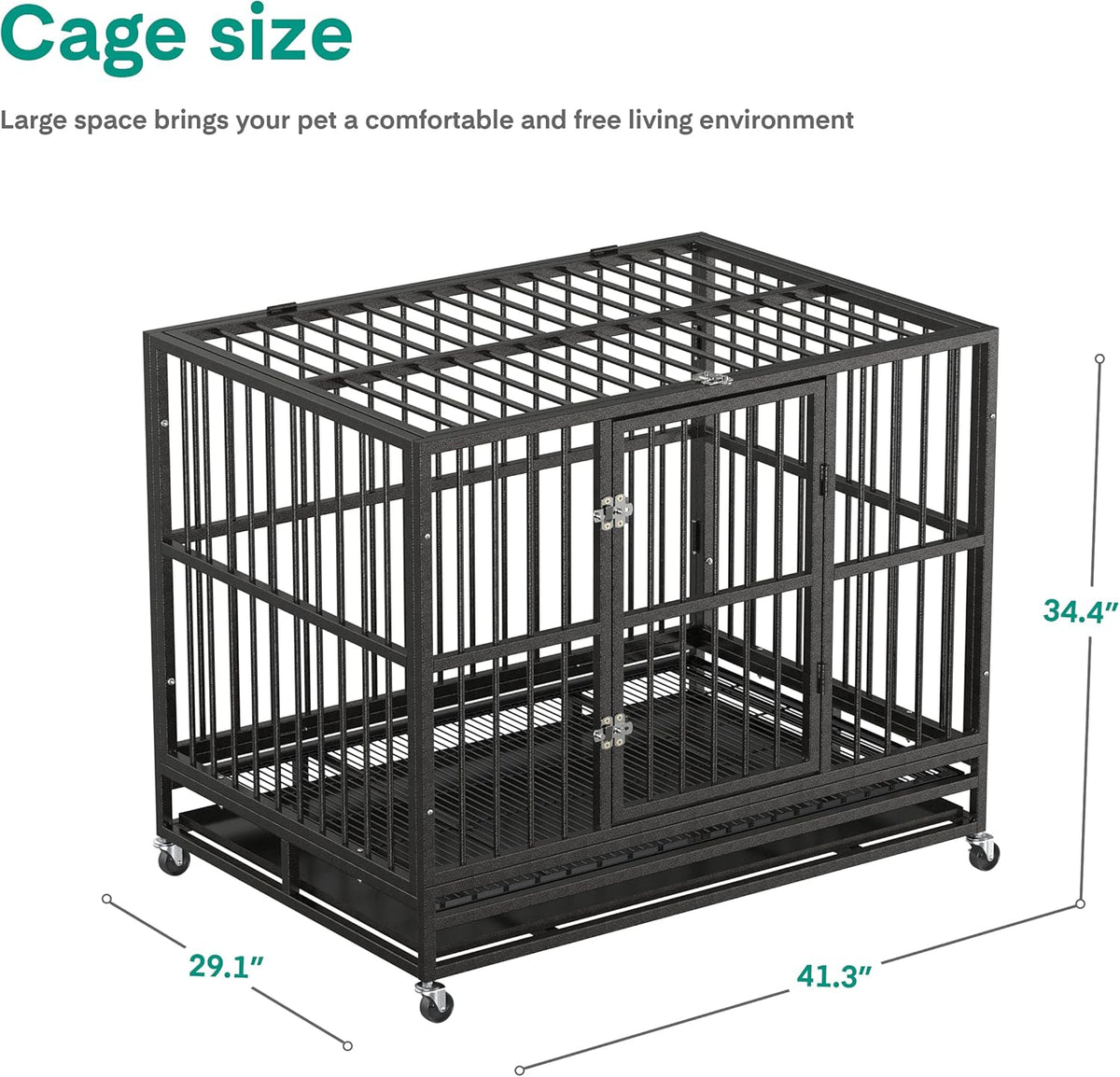 36 Heavy Duty Metal Dog Kennel and Crate, Double Door, Black M3435
