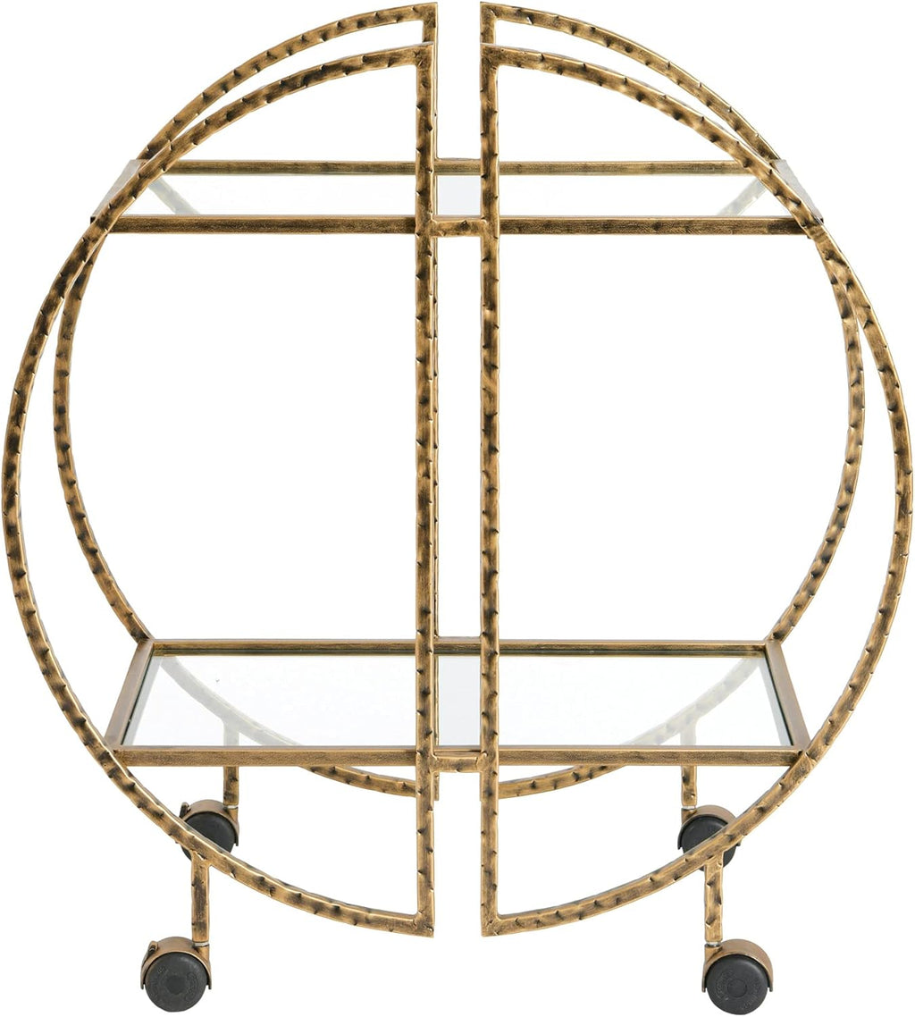 Hammered Brass Round Bar Cart B1195