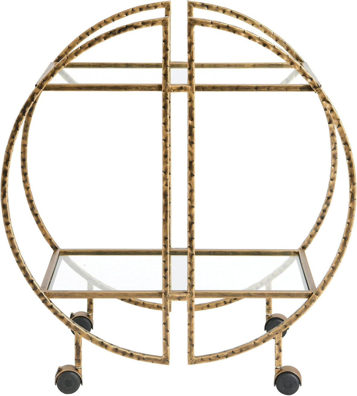 Hammered Brass Round Bar Cart B1195