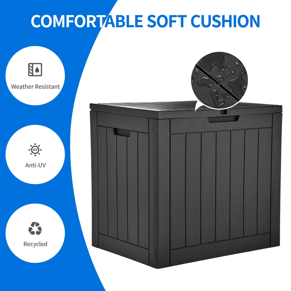 30 Gallon Black Waterproof Resin Outdoor Storage Chest X357083