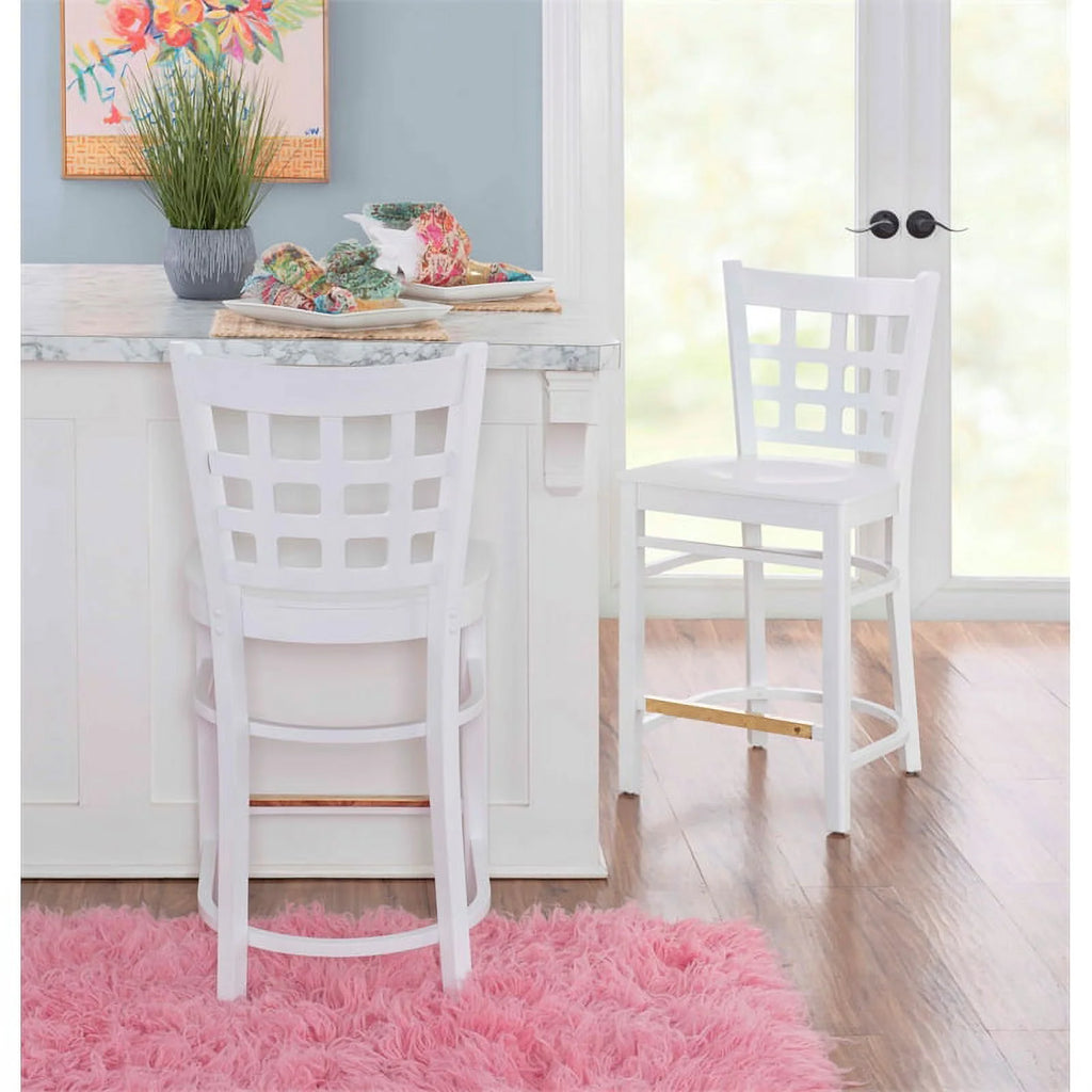 White Beech Wood Set of Two Counter Stools O91927
