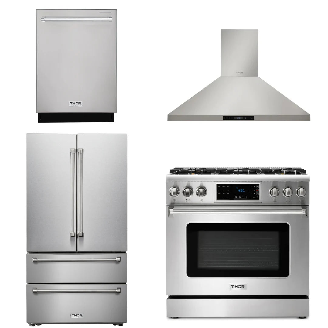 36 Propane Gas Range, Range Hood, Refrigerator, Dishwasher X7596