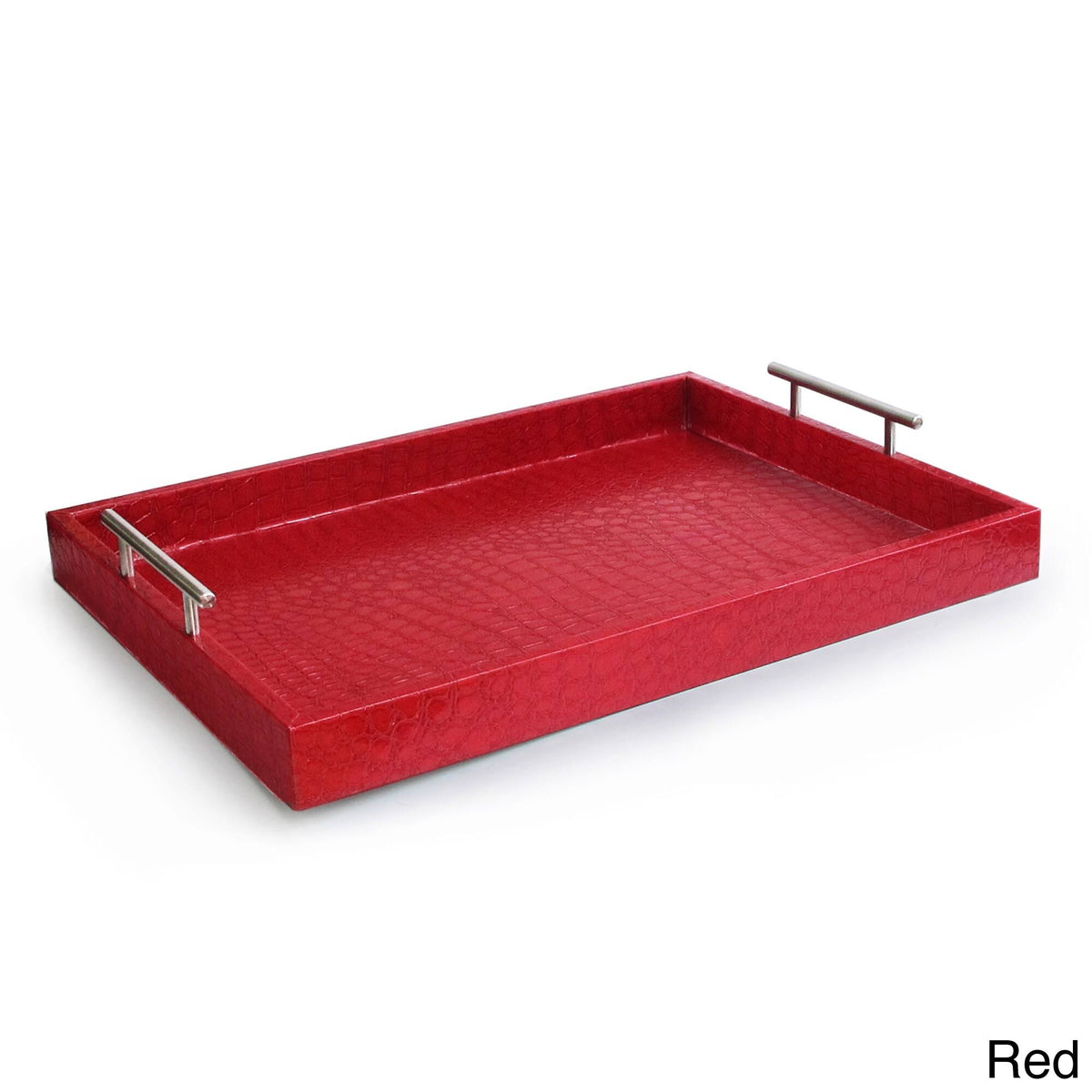 Silver Alligator Tray with Metal Handles P190179