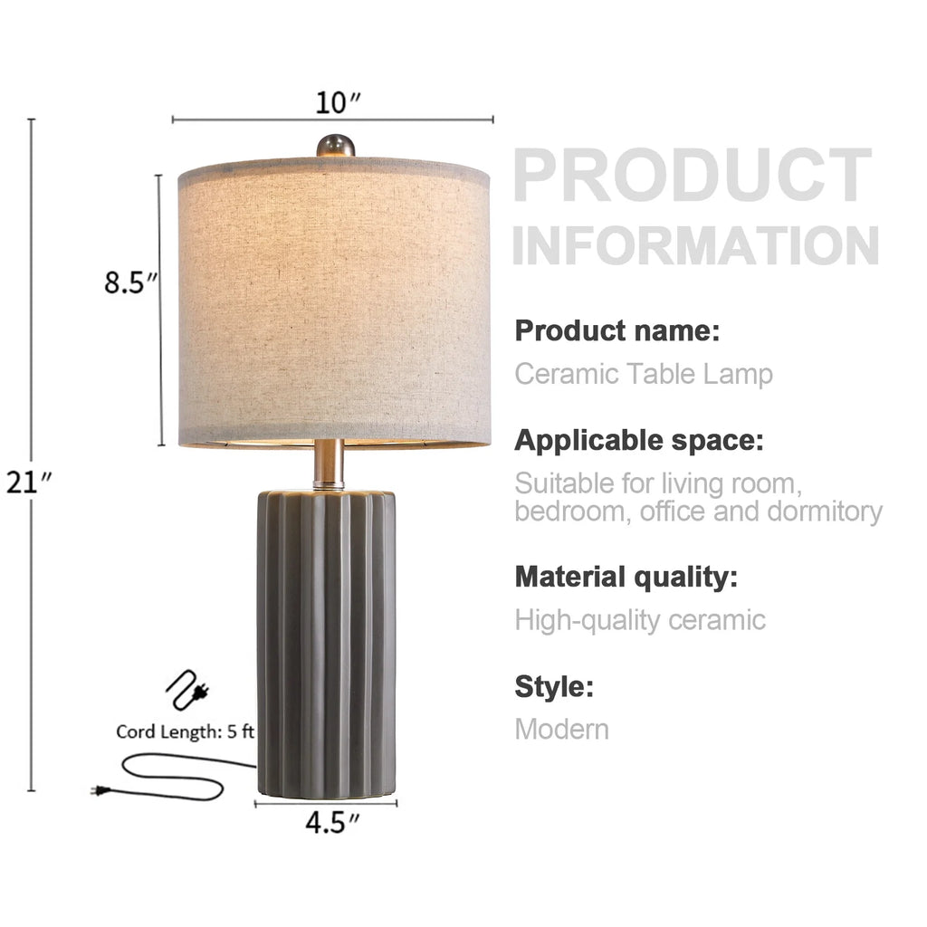 Ceramic Table Lamp Set of 2 Gray V510