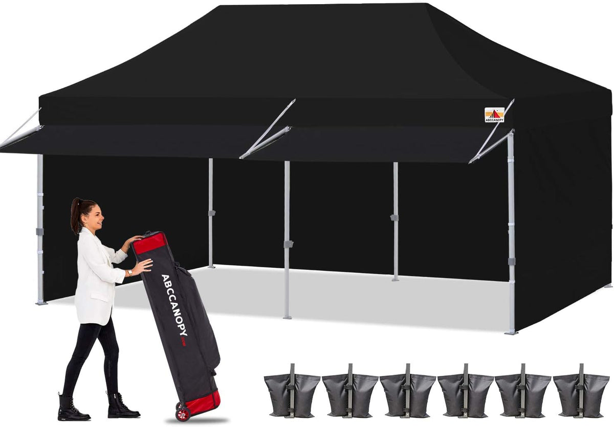 White 10x10 Pop up Canopy Tent with Awning and Sidewalls K239553