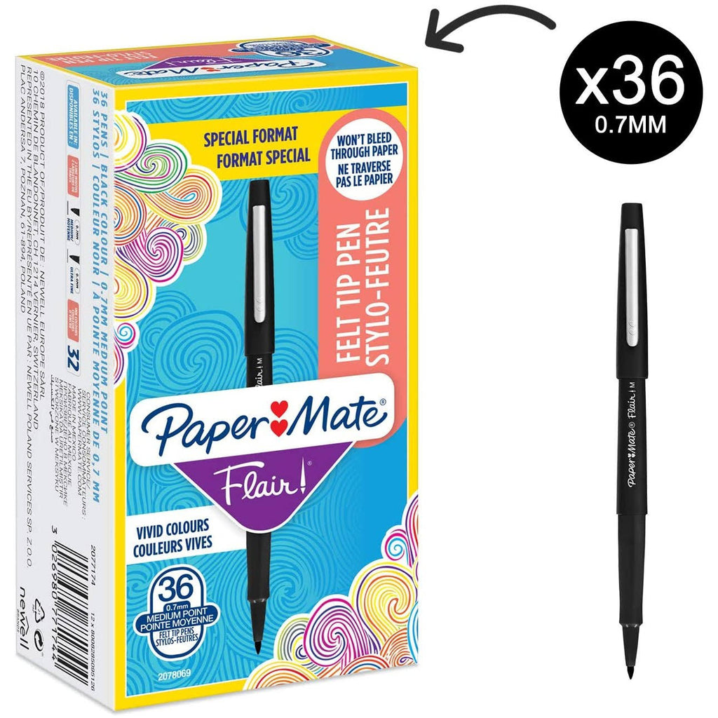 Black Felt Tip Pens, Medium Point (0.7mm), 36 Count U87084