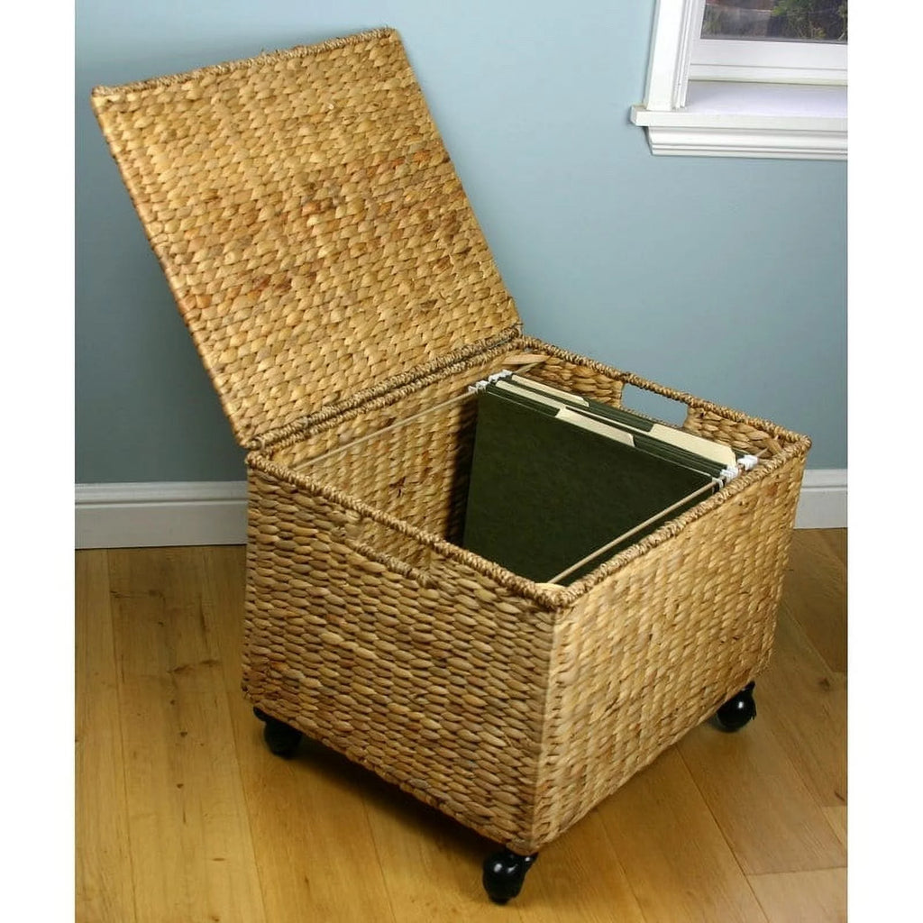 Wicker Storage Filing Cabinet with Wheels I956611