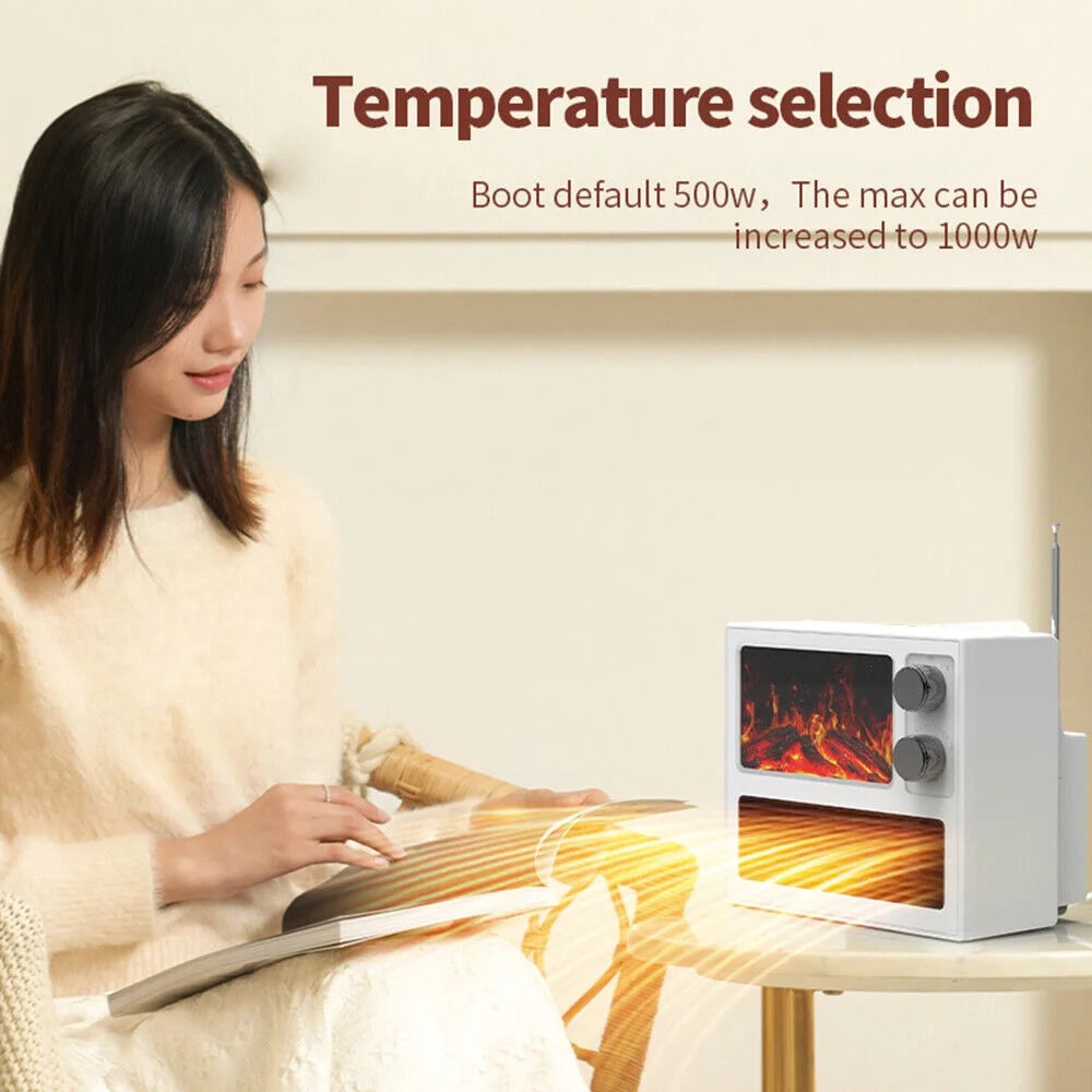 1000W Electric Fireplace Heater with 3D Flame A7723