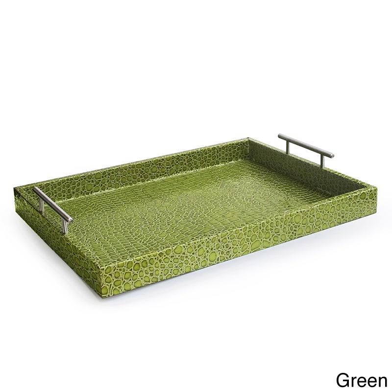 Silver Alligator Tray with Metal Handles P190179