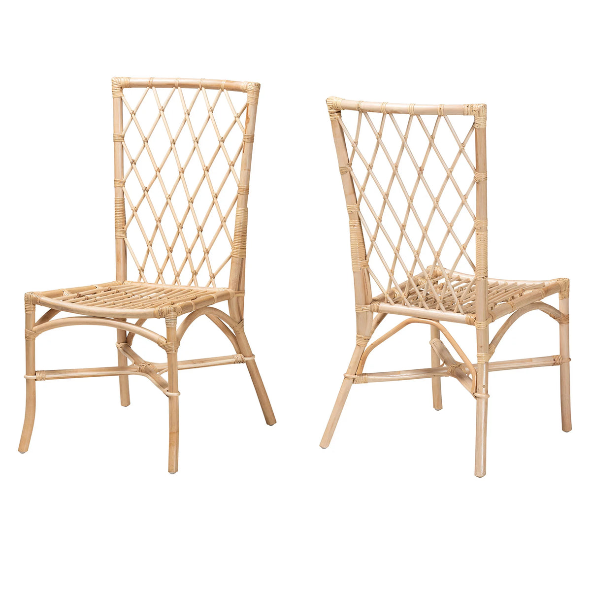 Natural Brown Rattan 2-Piece Dining Chair Set G2189