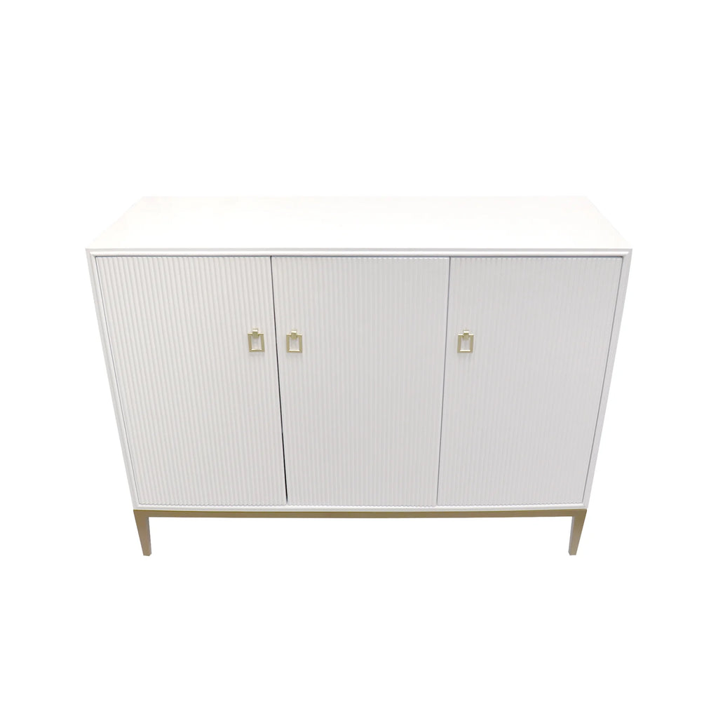Ivory 3 Door Sideboard with Bronze Metal Frame O79965