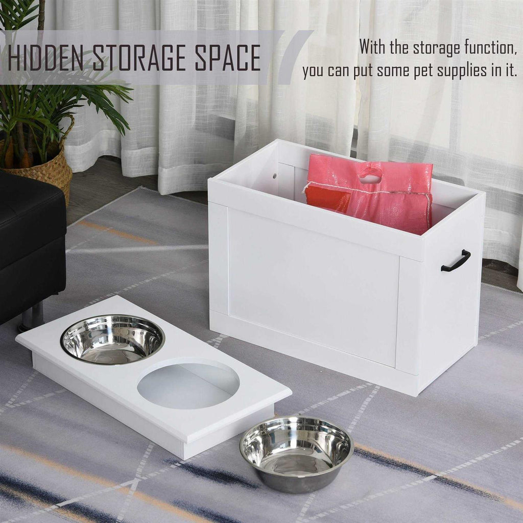 Raised Pet Feeding Station with 2 Stainless Steel Bowls C4992