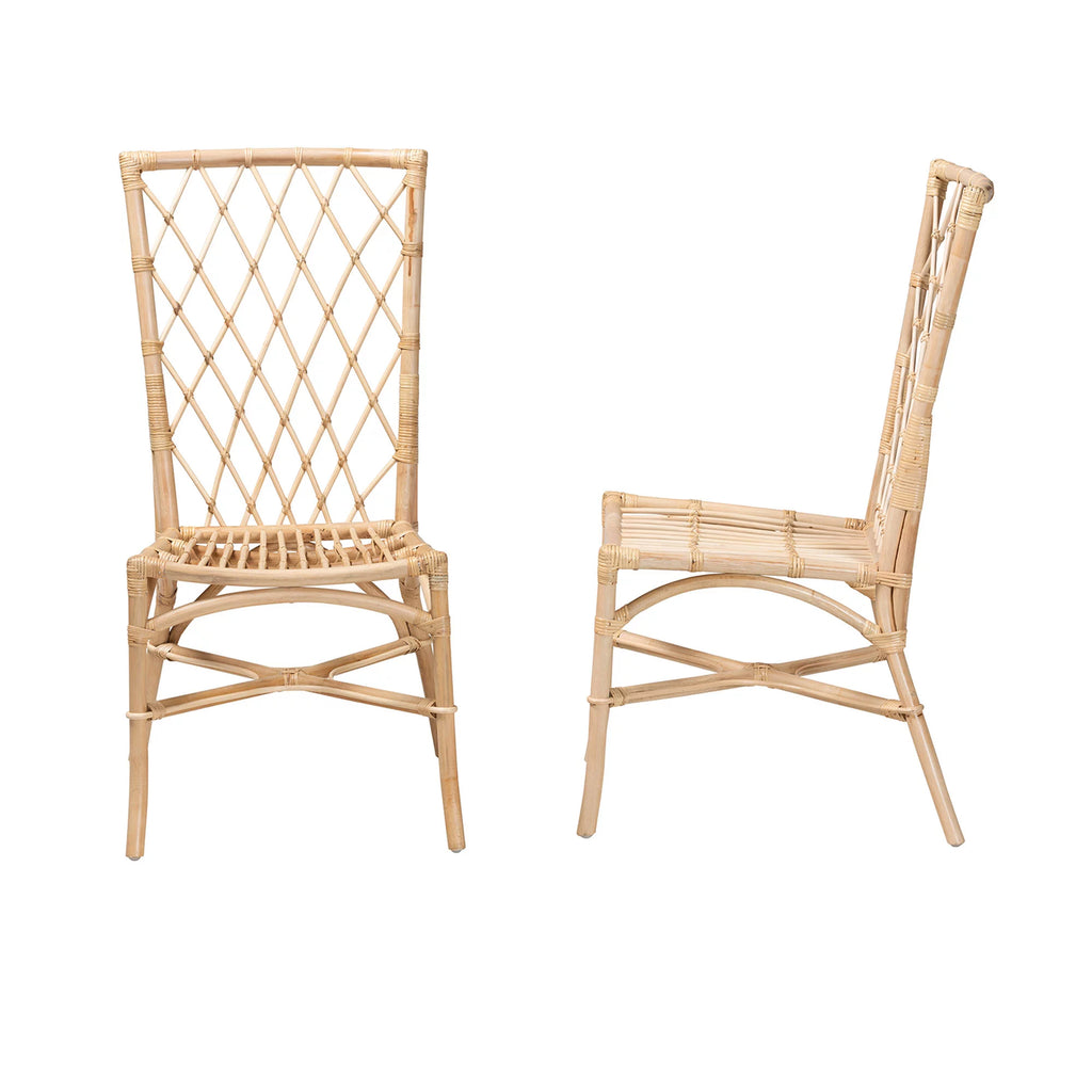 Natural Brown Rattan 2-Piece Dining Chair Set G2189
