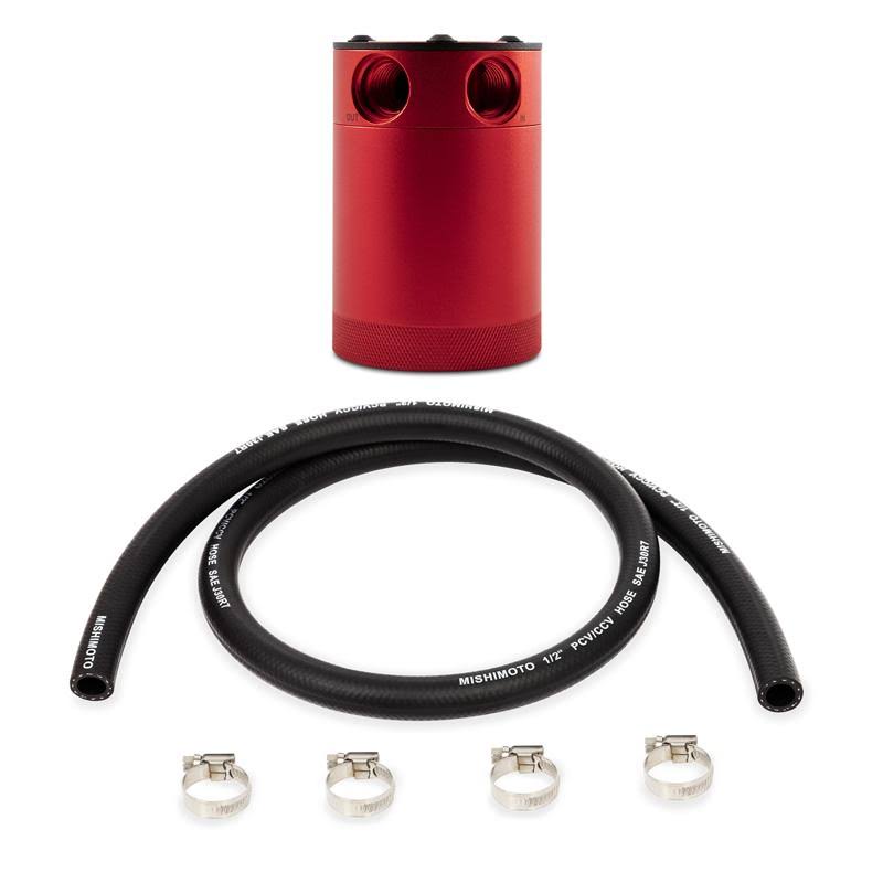 Compact Baffled Oil Catch Can, 2-Port, Red T556