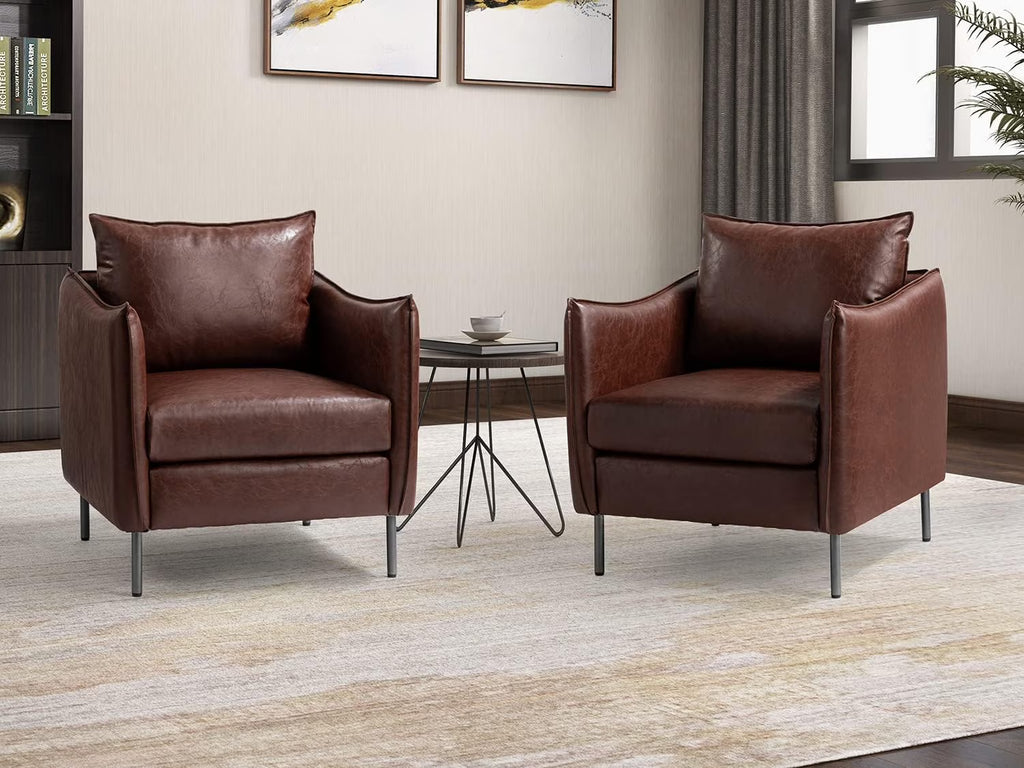 Leather Armchair Set Of 2, Brown H539254