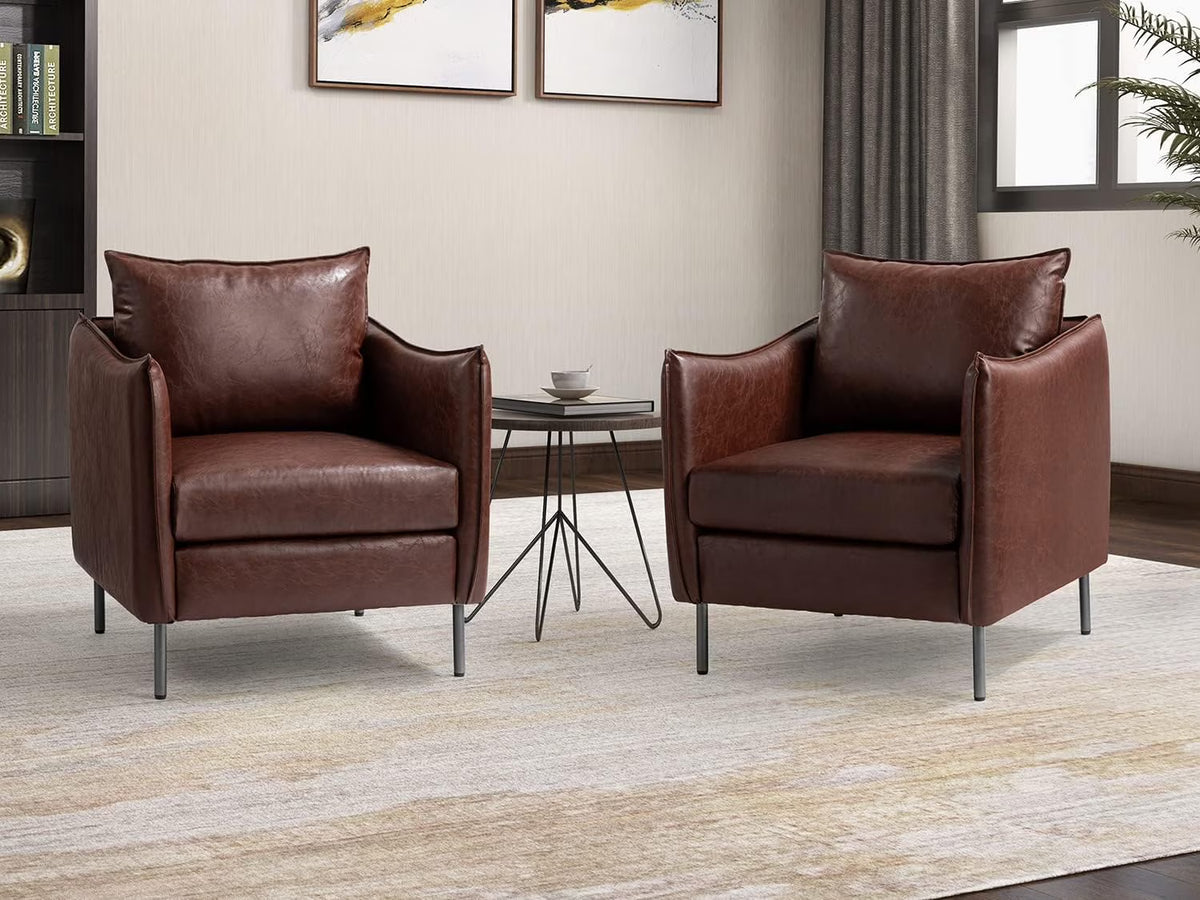 Leather Armchair Set Of 2, Brown H539254