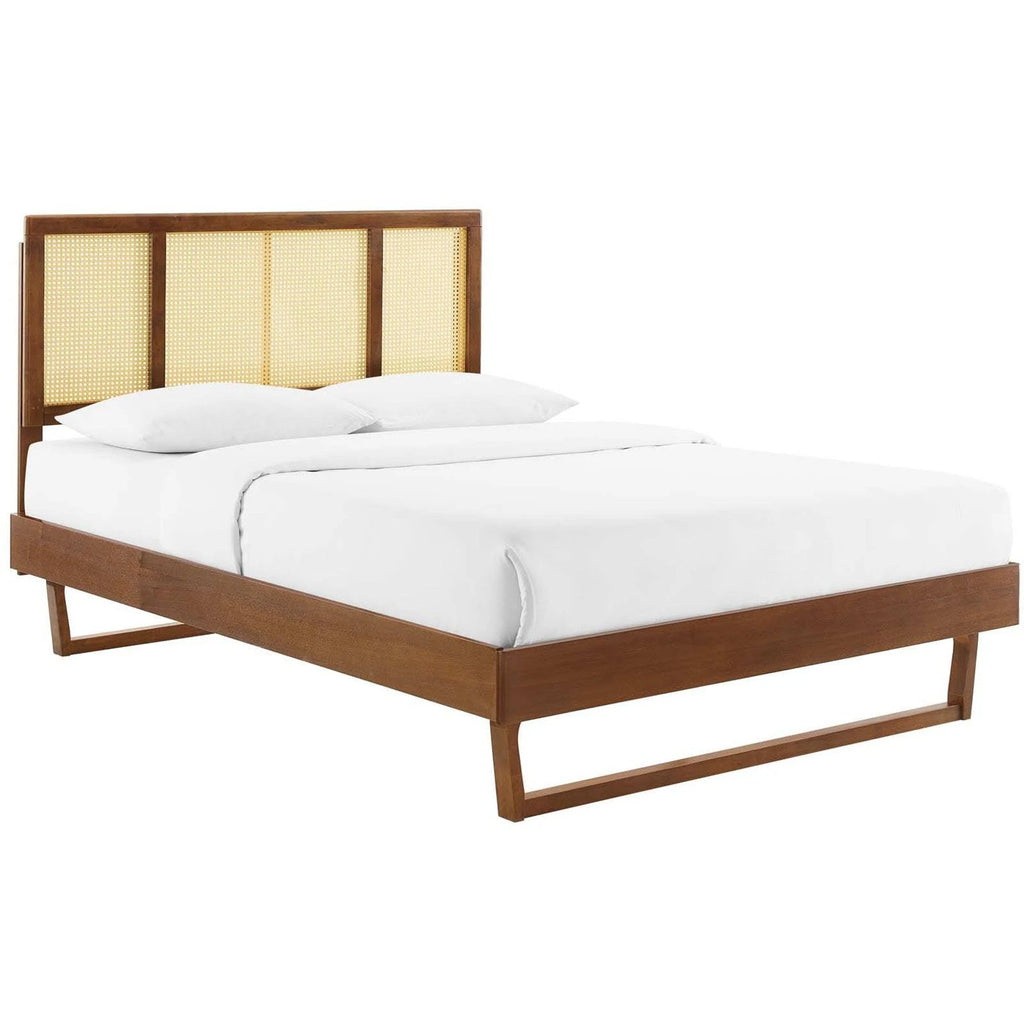 Walnut Full Platform Bed with Angular Legs X229228