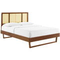 Walnut Full Platform Bed with Angular Legs X229228
