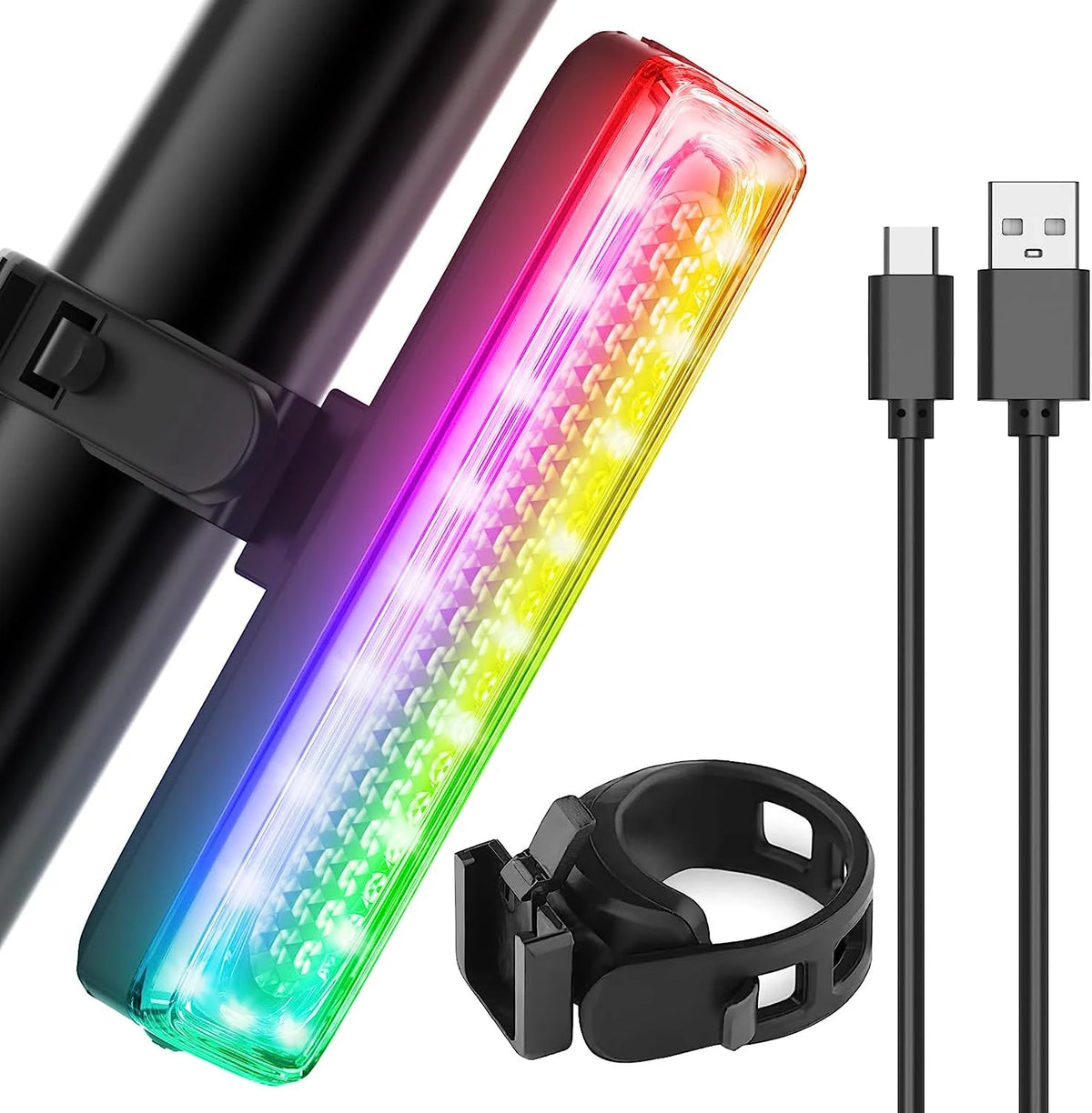USB-C Rechargeable LED Bicycle Rear Light, Waterproof, 7 Colors 14 Modes C164935