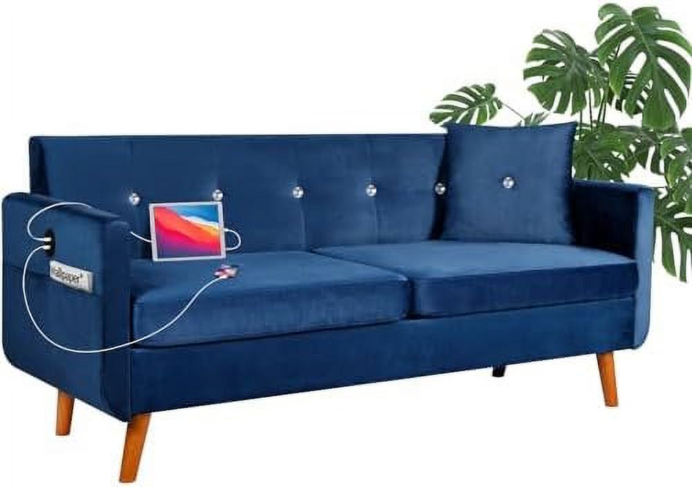Light G Chenille Tufted 2-Seater Loveseat Sofa with USB Charging Ports I581783