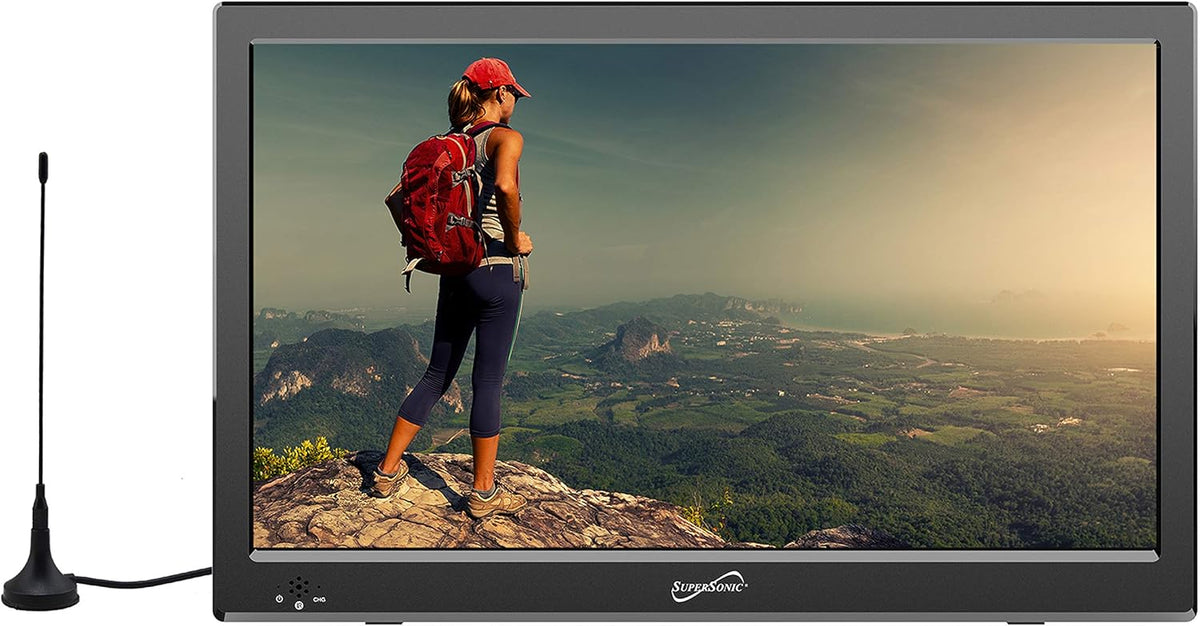 13 Portable Widescreen LED TV with USB/SD Inputs, HDMI, FM Radio, Rechargeable Battery F482