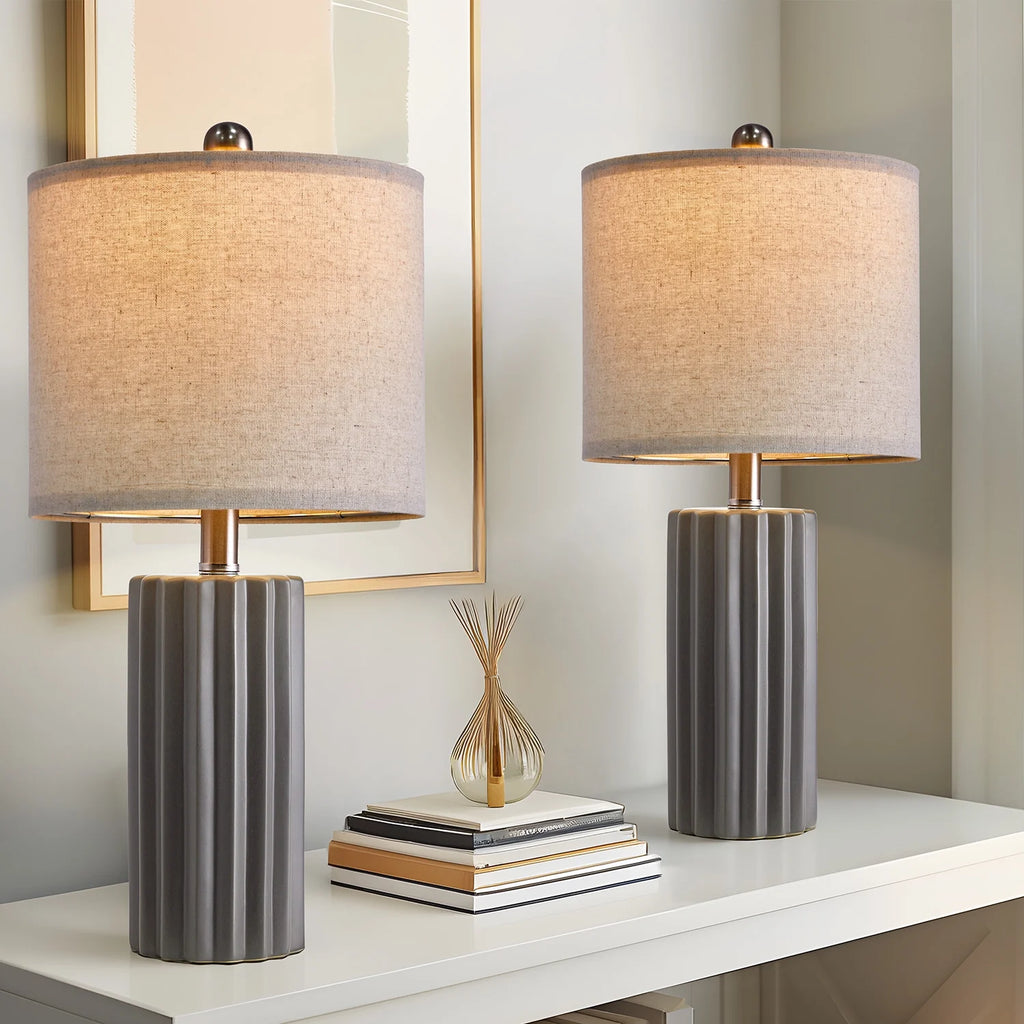 Ceramic Table Lamp Set of 2 Gray V510