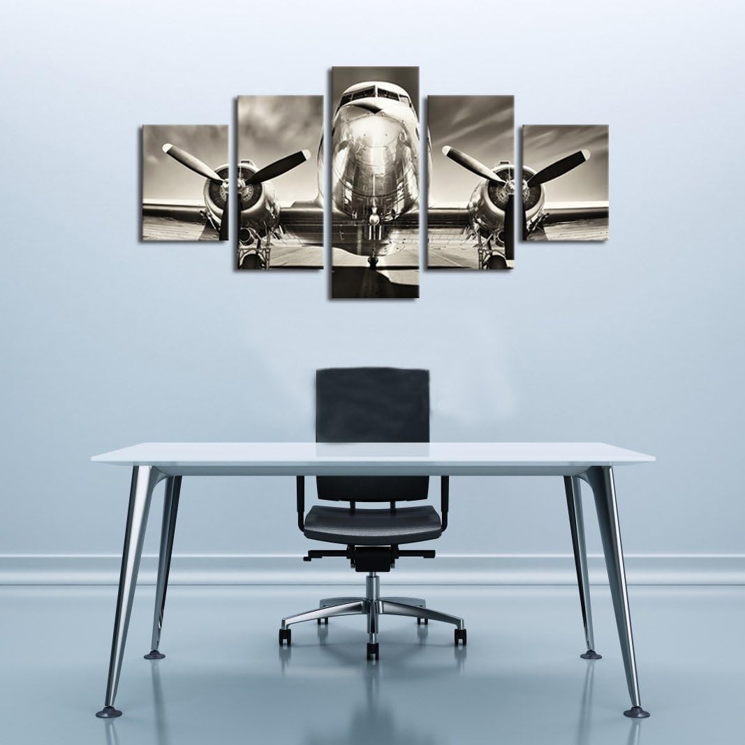 Vintage Airplane Canvas Wall Art Poster with Wooden Frame 32x60 in O700026