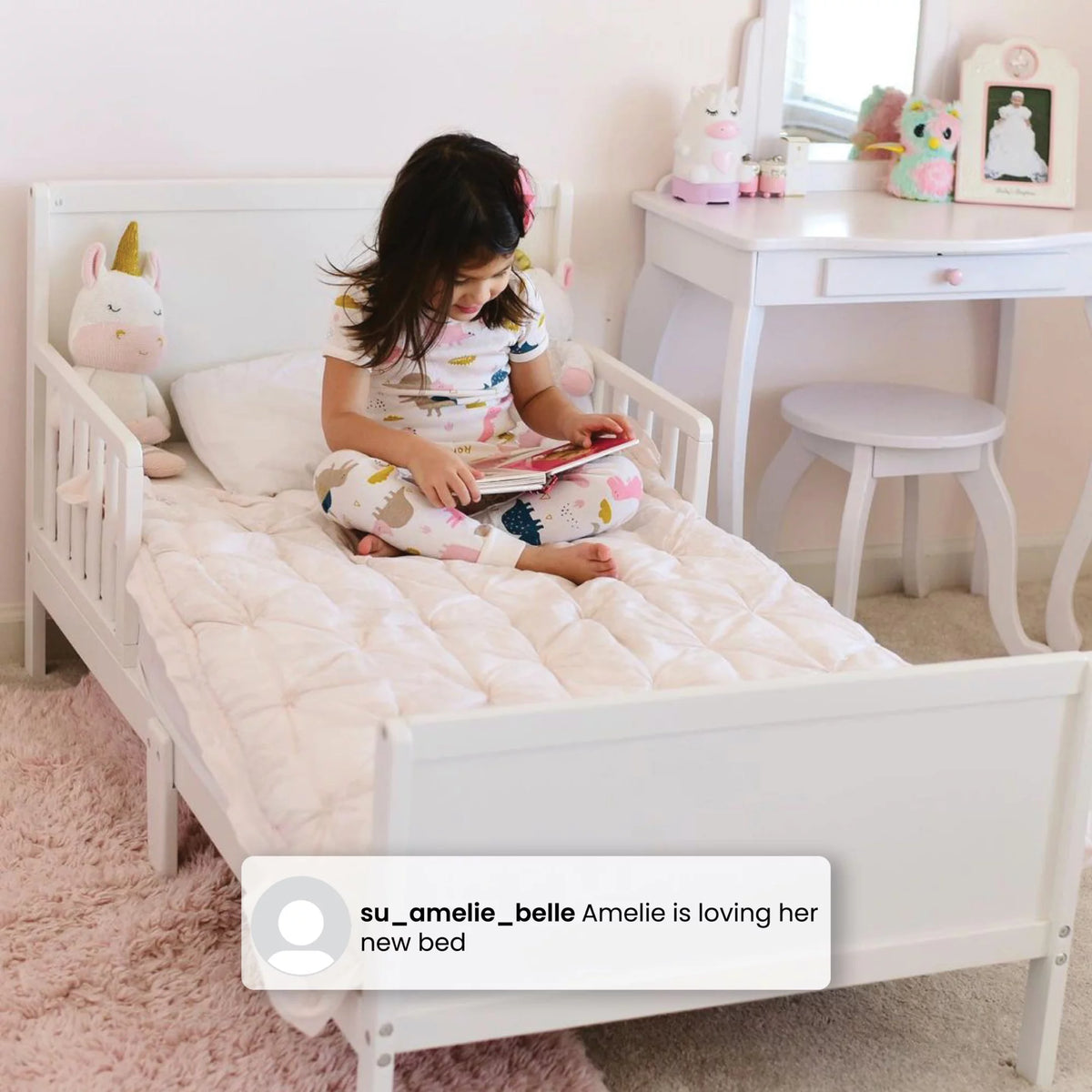 Grey Toddler Bed with Attached Bed Rails I6534