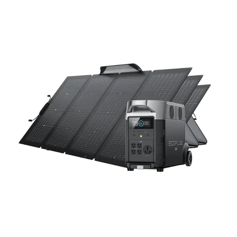 DELTA Pro Portable Power Station and 3 x Bifacial Portable Solar Panel R3351