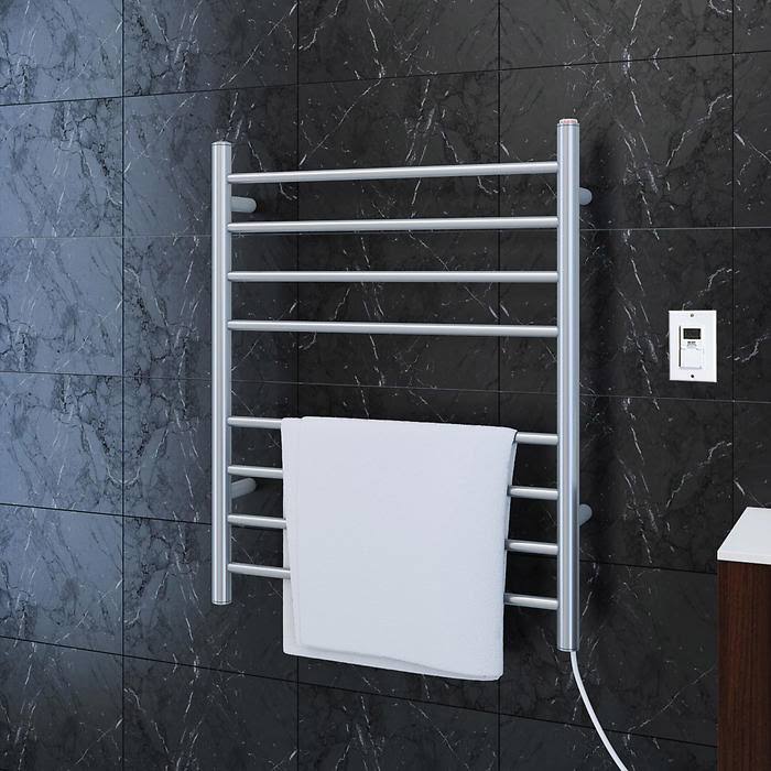 Dual 8-Bar Hardwired and Plug-In Towel Warmer in Brushed Stainless Steel N159918