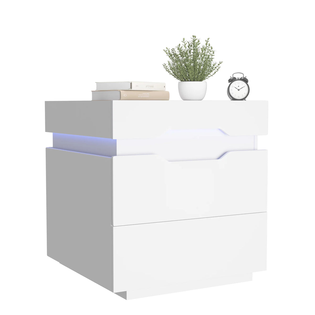 White 2 Drawer Nightstand with Charging Ports S827901