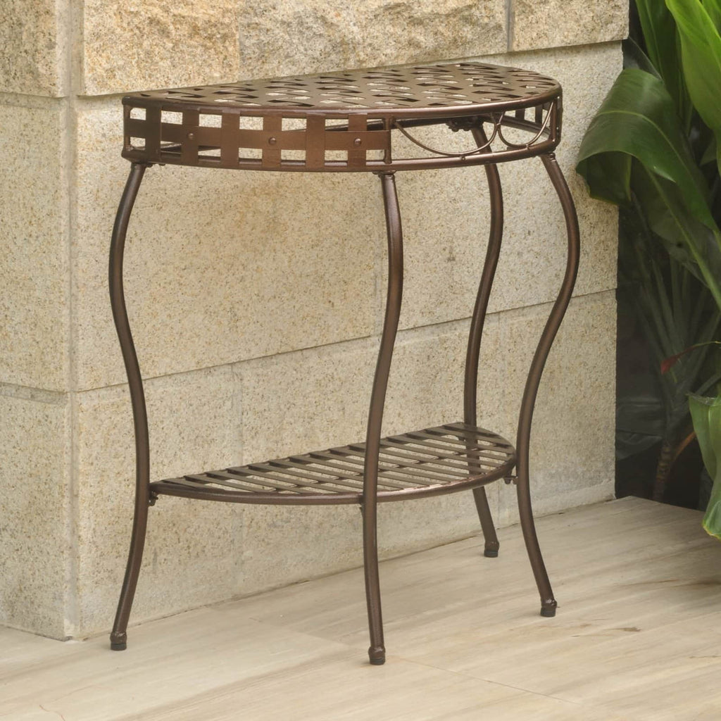 Antique Black 2-Tier Half Moon Table G12107