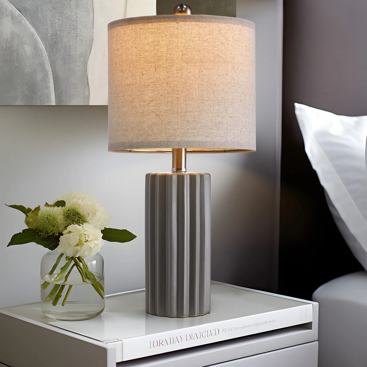 Ceramic Table Lamp Set of 2 Gray V510