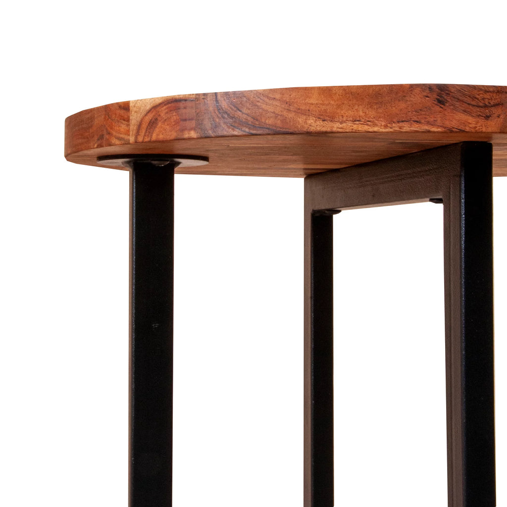 18 Inch Round Acacia Wood Side Table K488