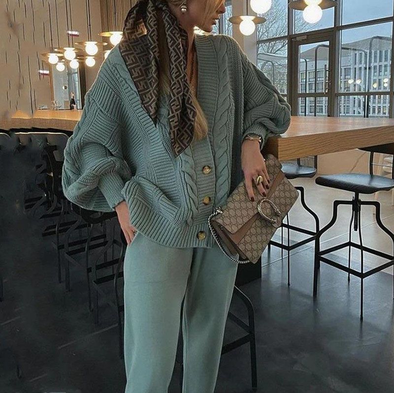 Chunky Knit Sweater and Pants Set K1110