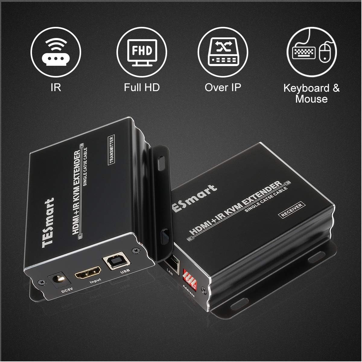 1080P HDMI KVM Extender over IP Cat5e Cat6 with IR Pass Through E872