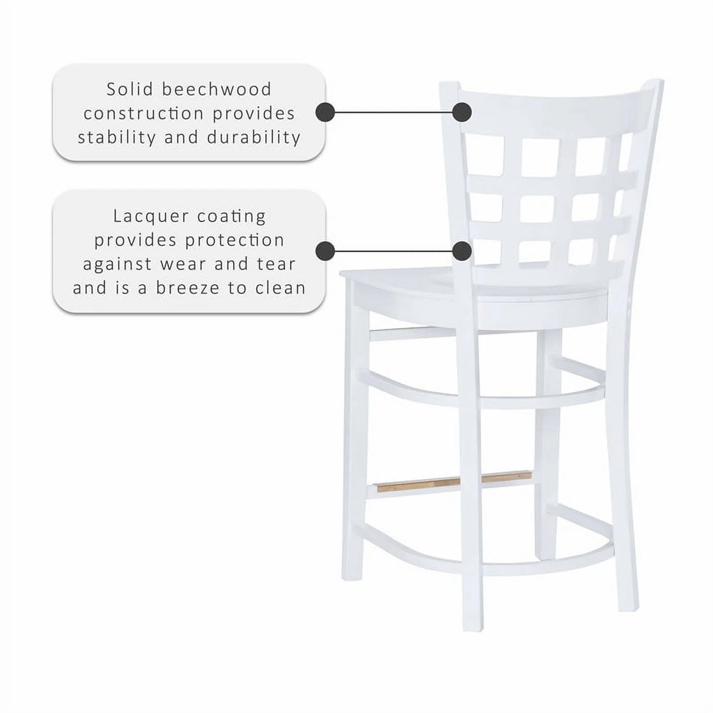White Beech Wood Set of Two Counter Stools O91927