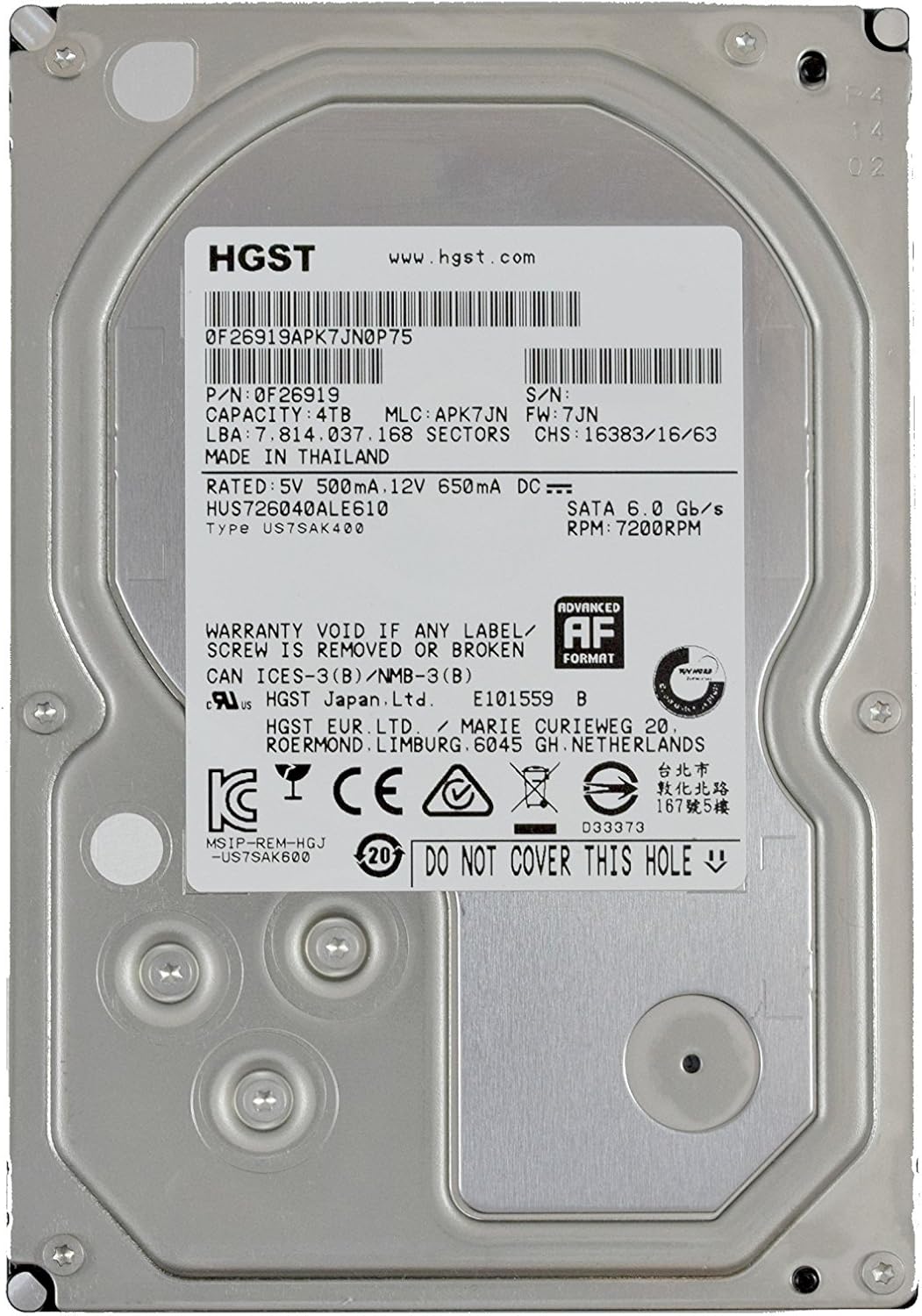 4TB 7200 RPM SATA 128MB Cache 3.5 Internal Enterprise Hard Drive W803