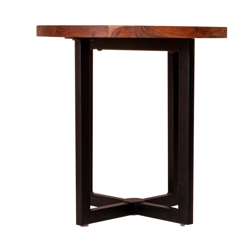 18 Inch Round Acacia Wood Side Table K488