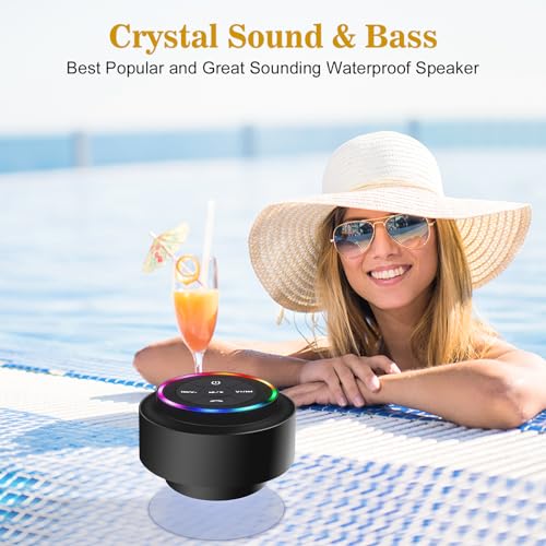 Bluetooth Shower Speaker with Suction Cup, IP67 Waterproof Speaker with LED Light B413