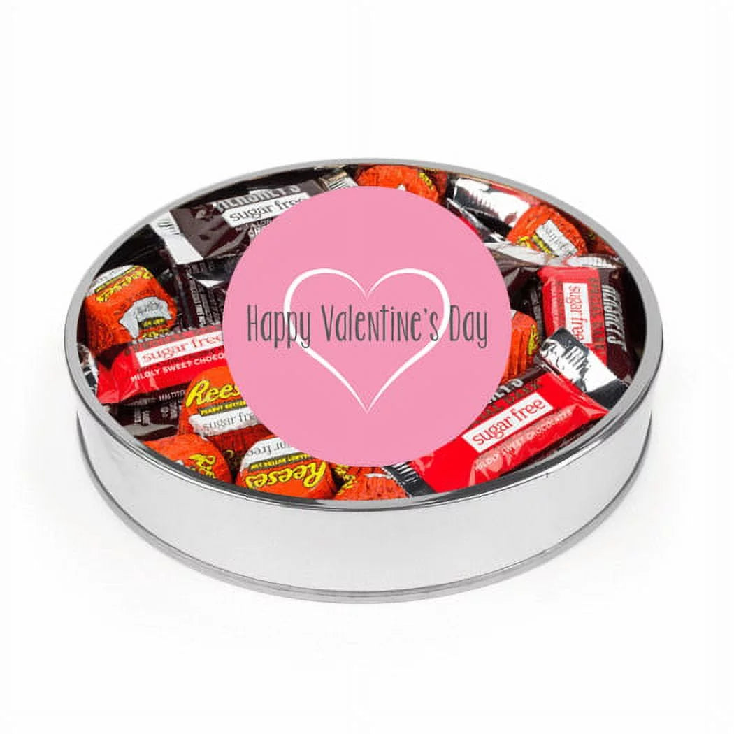 Large Silver Plastic Candy Gift Tin with Sugar Free Chocolate L8946