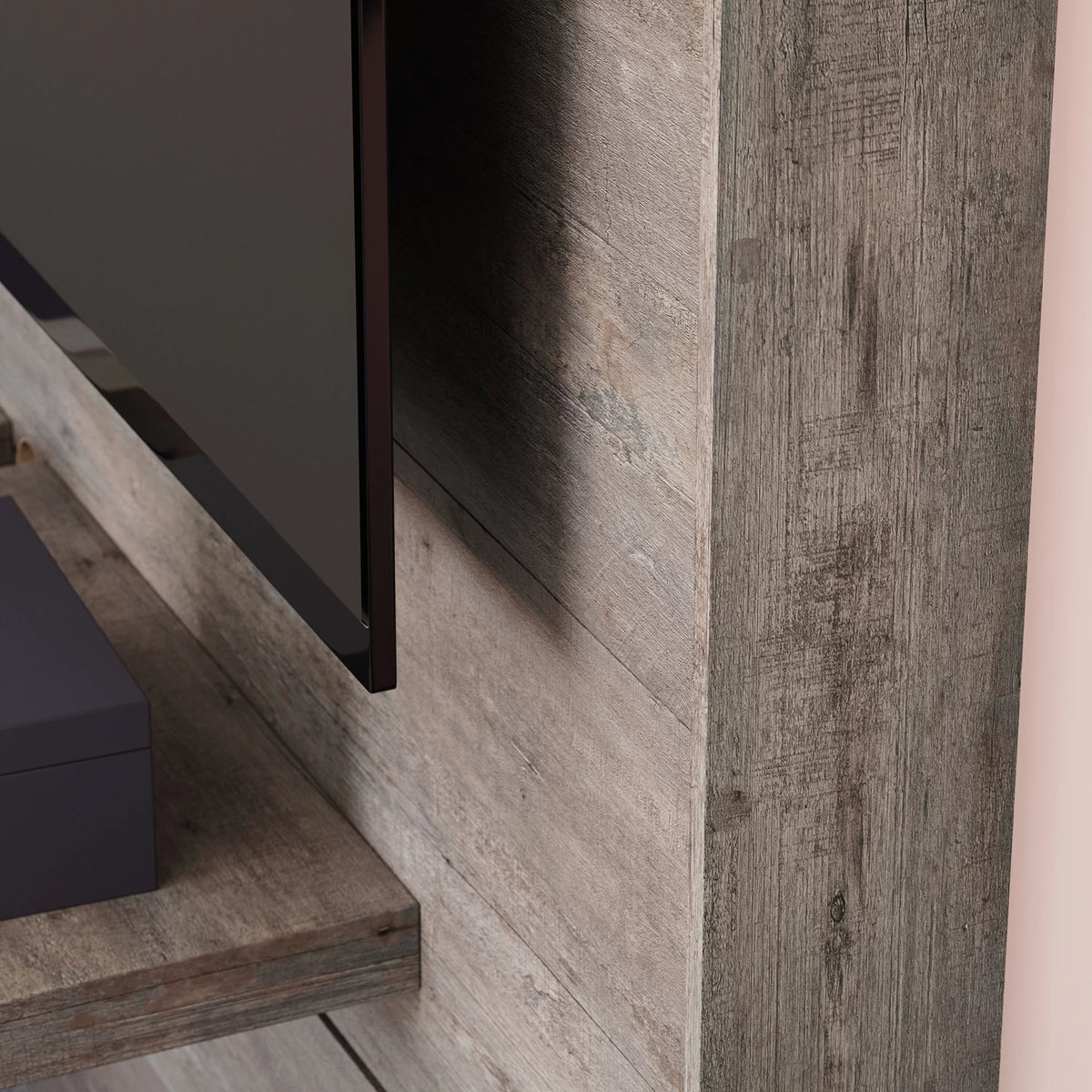 Weathered Wood Finish Entertainment Wall H2366