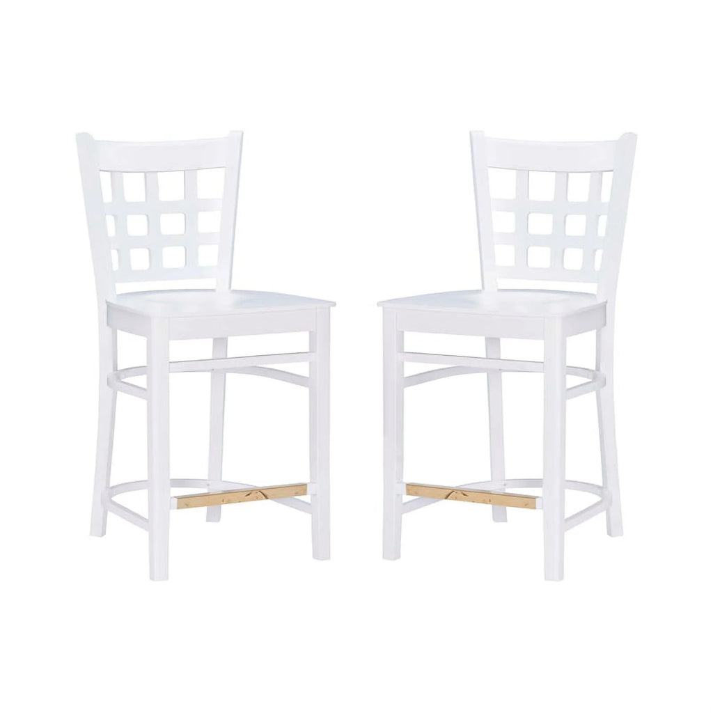White Beech Wood Set of Two Counter Stools O91927