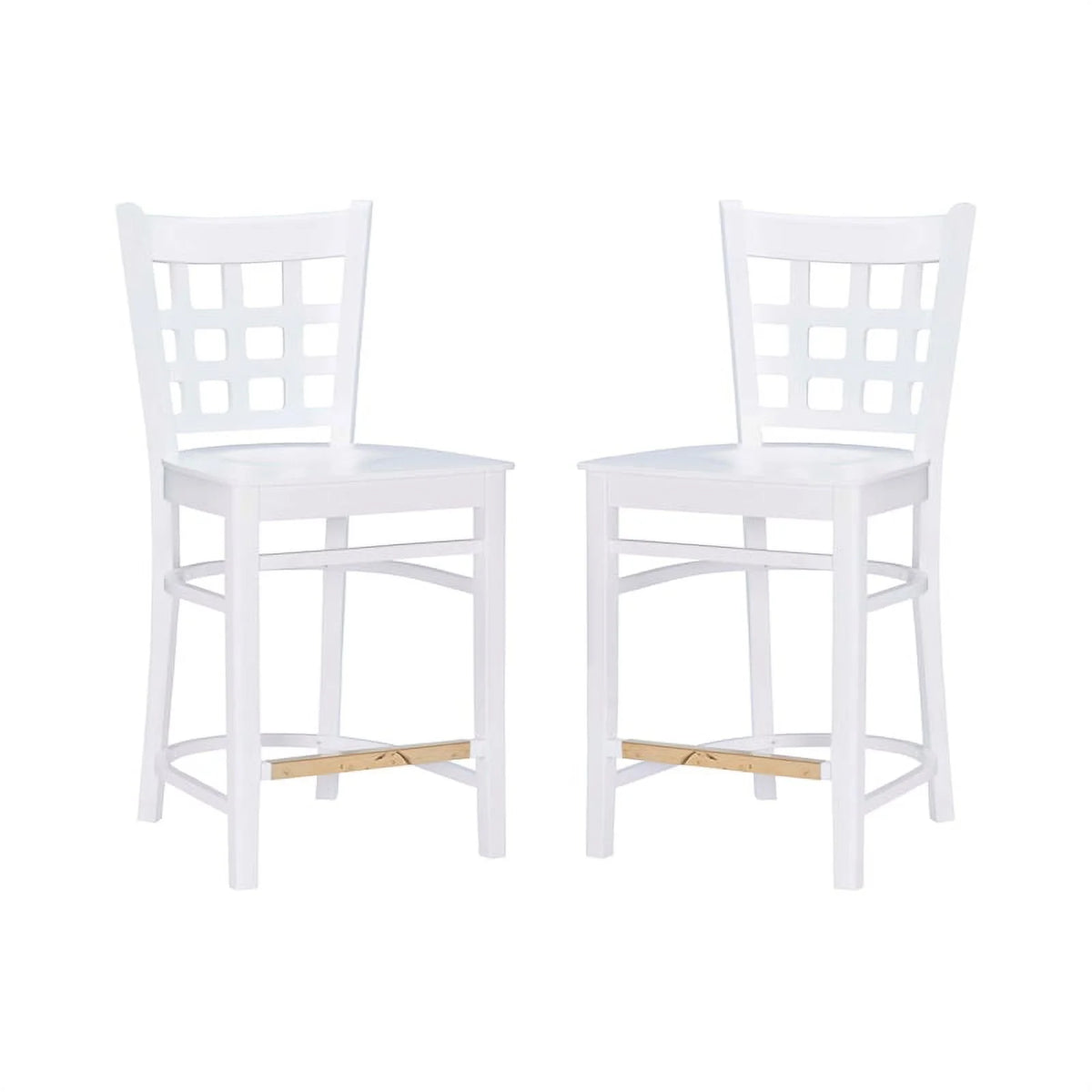 White Beech Wood Set of Two Counter Stools O91927