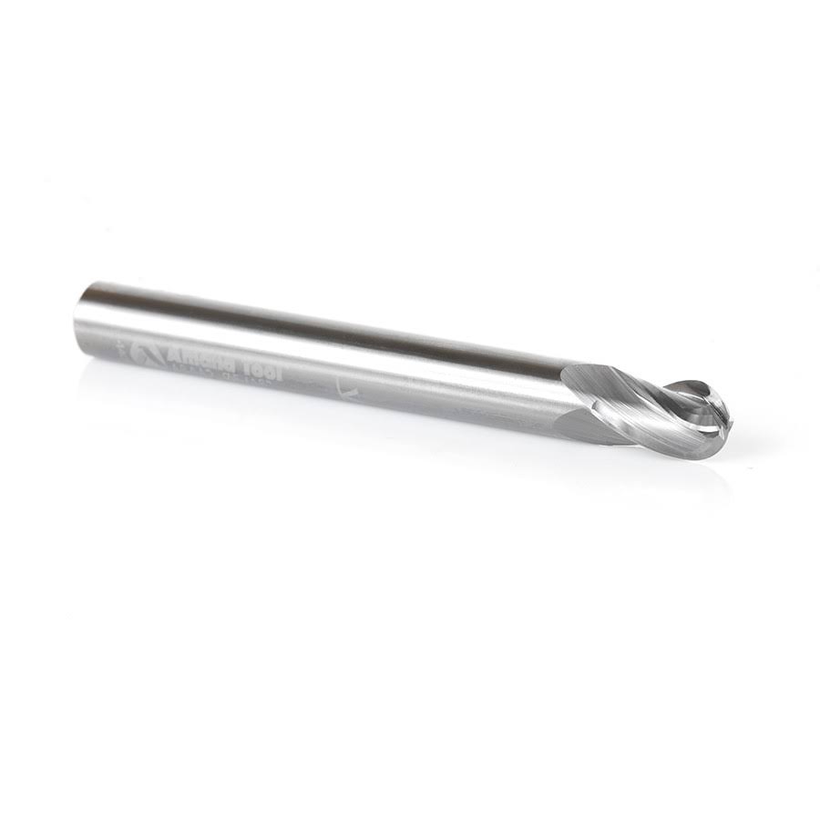 Solid Carbide Up-Cut Spiral Ball Nose 5/32 Radius x 5/16 Dia x 1/2 x 5/16 Shank x 3 inch Long x 4 Flute C20594